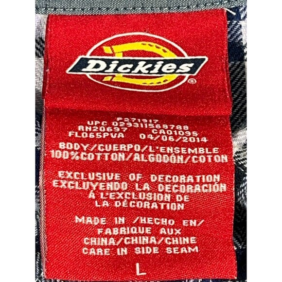 Dickies Flannel Button Shirt Women’s Large Blue Plaid Long Sleeve Casual Top - Picture 3 of 4